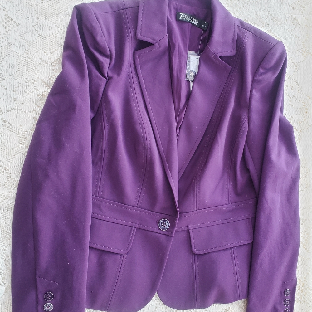 7th Avenue Design Studio Purple Blazer Women's Size 6 NWT - Picture 1 of 5